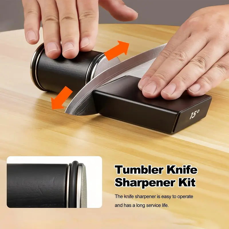 TrackNeakPro Walnut Magnetic Knife Sharpener – 4-Angle Rolling System for Effortless Precision