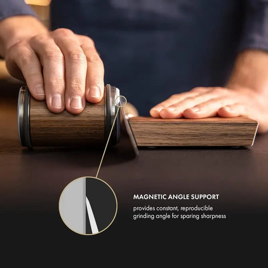 TrackNeakPro Walnut Magnetic Knife Sharpener – 4-Angle Rolling System for Effortless Precision